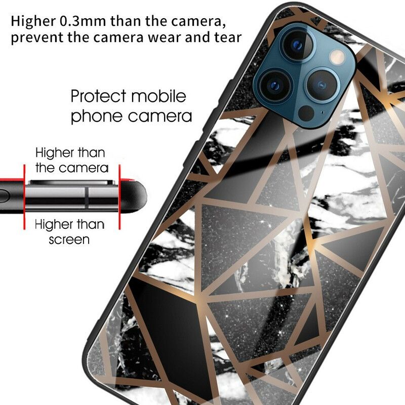 Cover iPhone 13 Pro Max Geometri Marmor Hærdet Glas