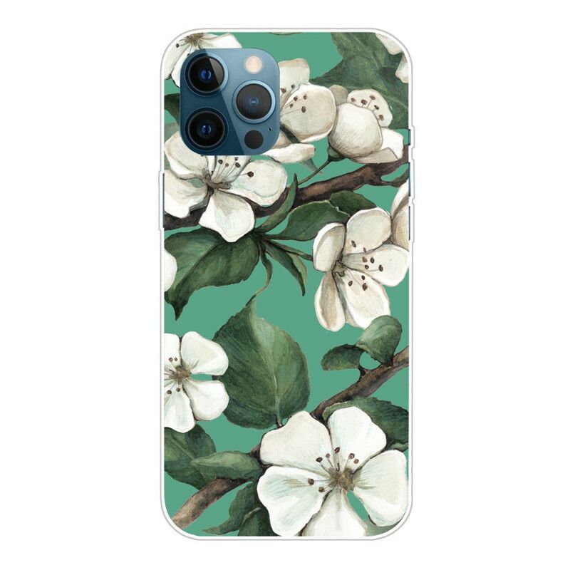 Cover iPhone 13 Pro Max Hvide Malede Blomster