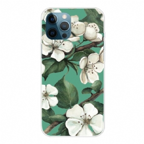 Cover iPhone 13 Pro Max Hvide Malede Blomster