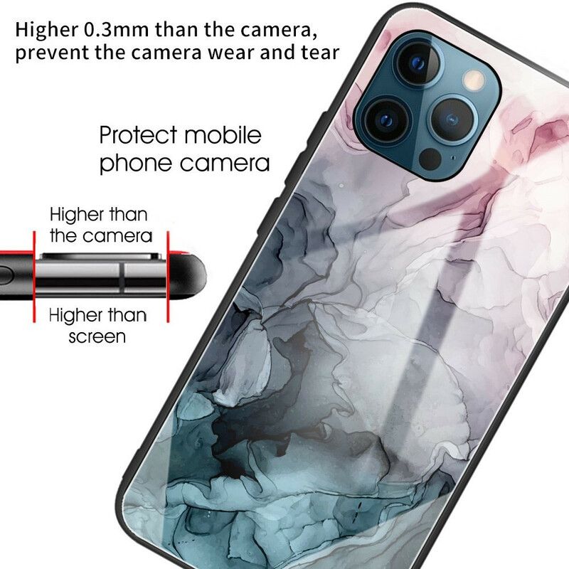 Cover iPhone 13 Pro Max Marmor Hærdet Glas