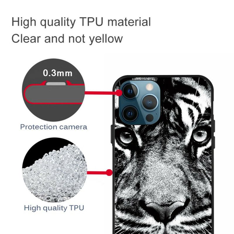 Cover iPhone 13 Pro Max Sort Og Hvid Tiger