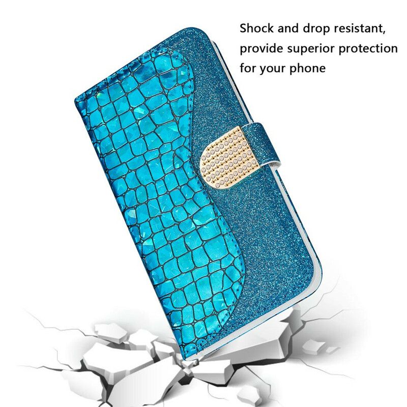 Flip Cover iPhone 13 Pro Max Croc Diamanter