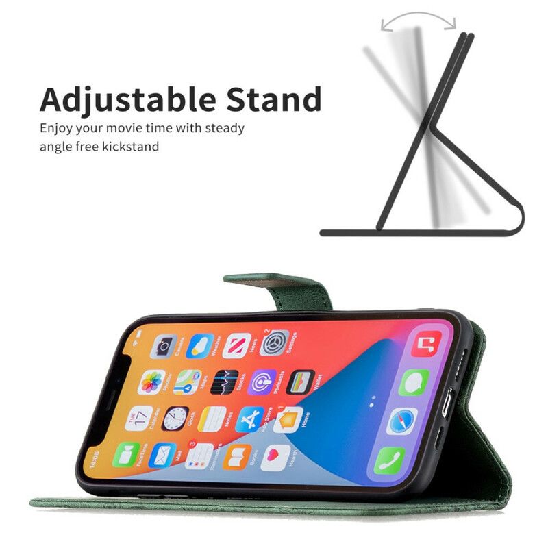 Flip Cover iPhone 13 Pro Max Med Snor Barok Strappy Sommerfugl