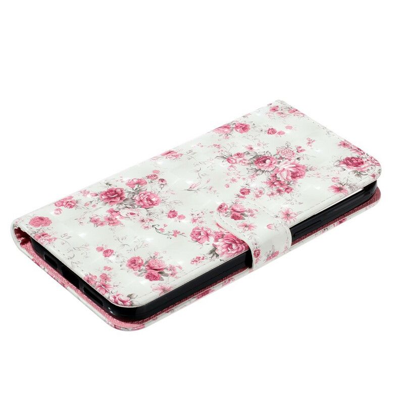 Flip Cover iPhone 13 Pro Max Med Snor Blomster Lyspletter Med Rem