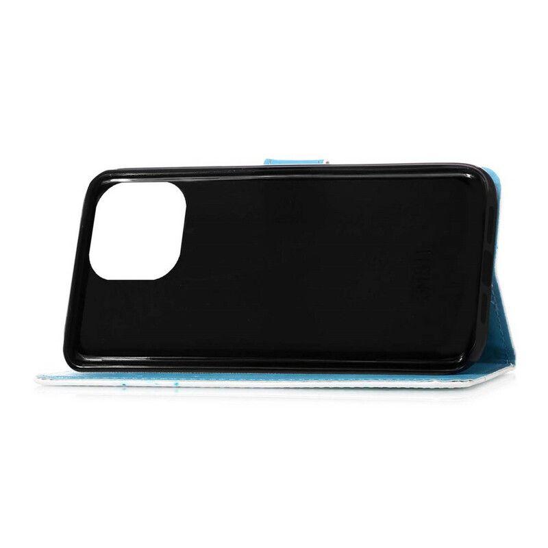 Flip Cover iPhone 13 Pro Max Med Snor Elsker Sommerfugle Strappy