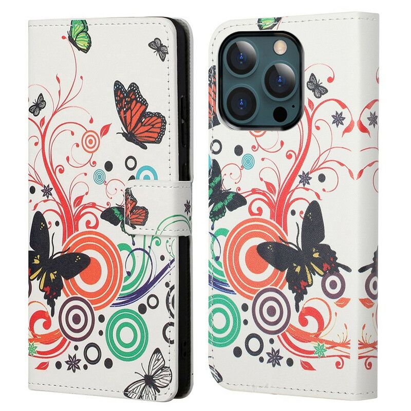 Flip Cover iPhone 13 Pro Max Sindsyge Sommerfugle