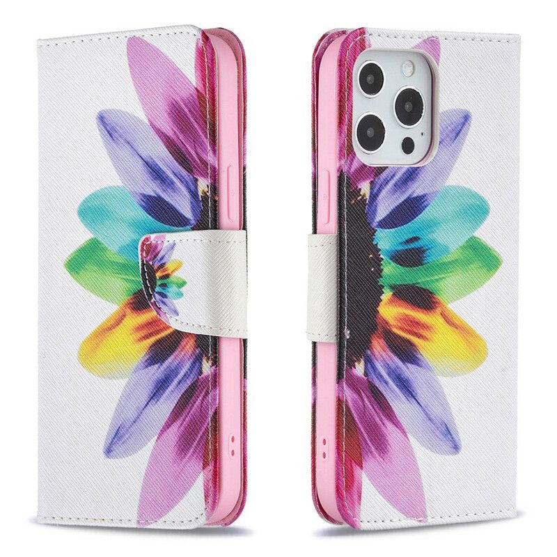 Læder Cover iPhone 13 Pro Max Akvarelblomst