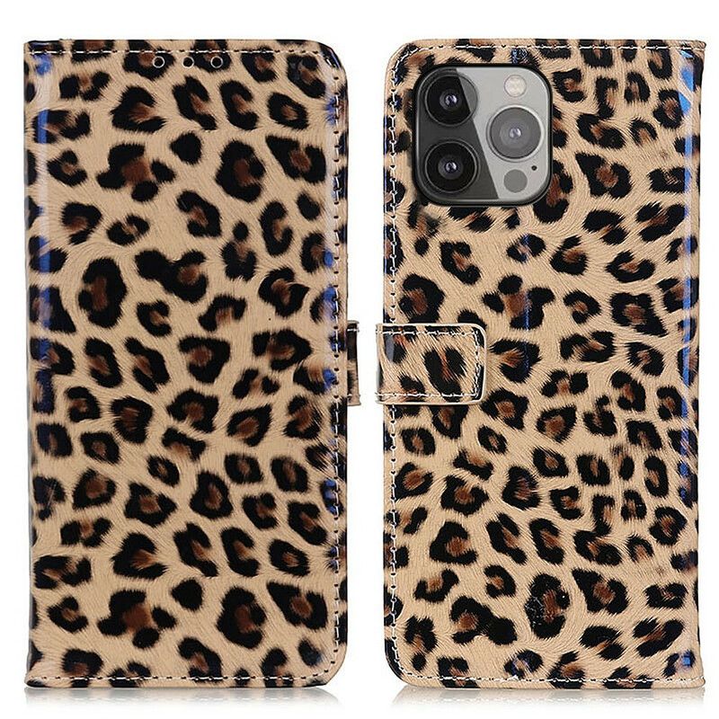 Læder Cover iPhone 13 Pro Max Enkelt Leopard