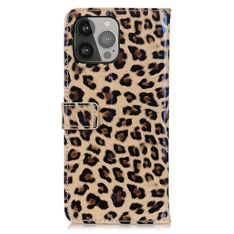 Læder Cover iPhone 13 Pro Max Enkelt Leopard