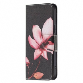 Læder Cover iPhone 13 Pro Max Pink Blomst