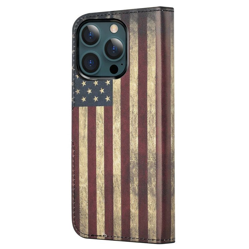 Læder Cover iPhone 13 Pro Max Us Flag