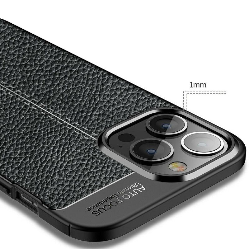 Mobilcover iPhone 13 Pro Max Dobbelt Linje Litchi Lædereffekt