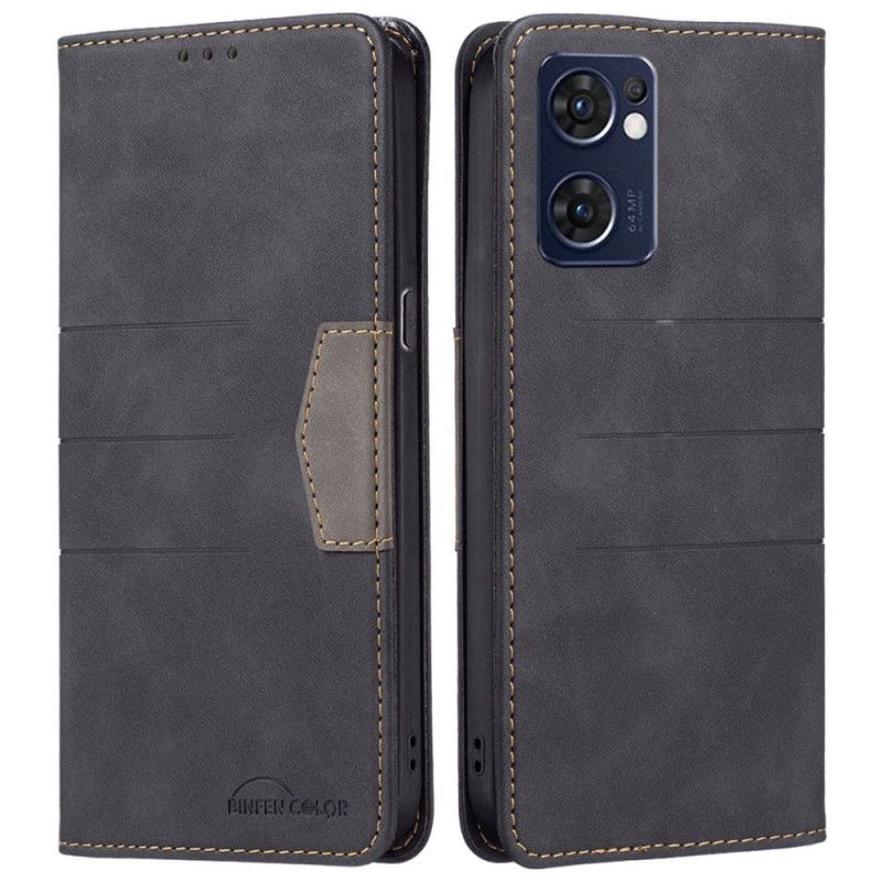 Cover Oppo Find X5 Lite Flip Cover Binfen Farve Læderstil