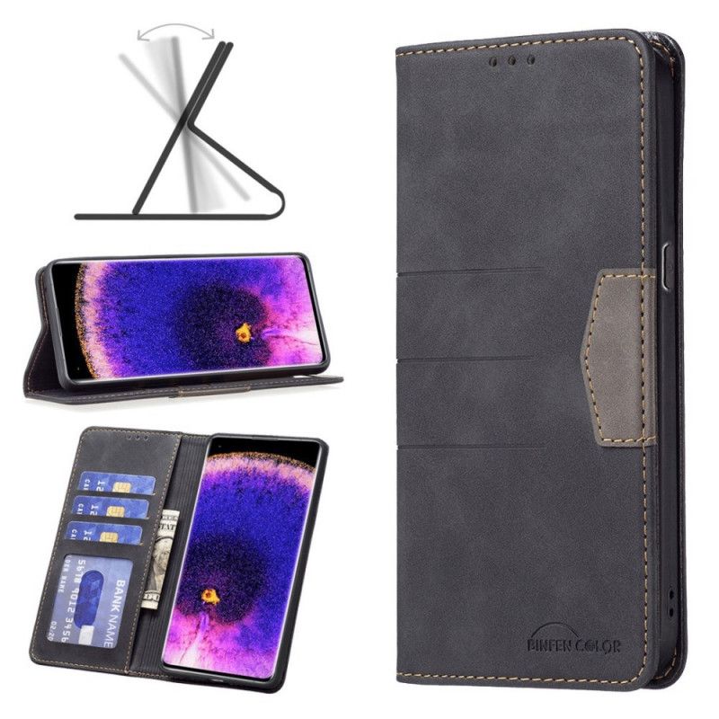 Cover Oppo Find X5 Lite Flip Cover Binfen Farve Læderstil