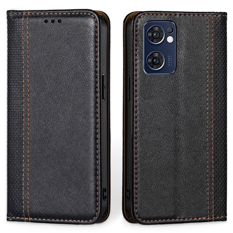 Cover Oppo Find X5 Lite Flip Cover Split Litchi Lædersøm