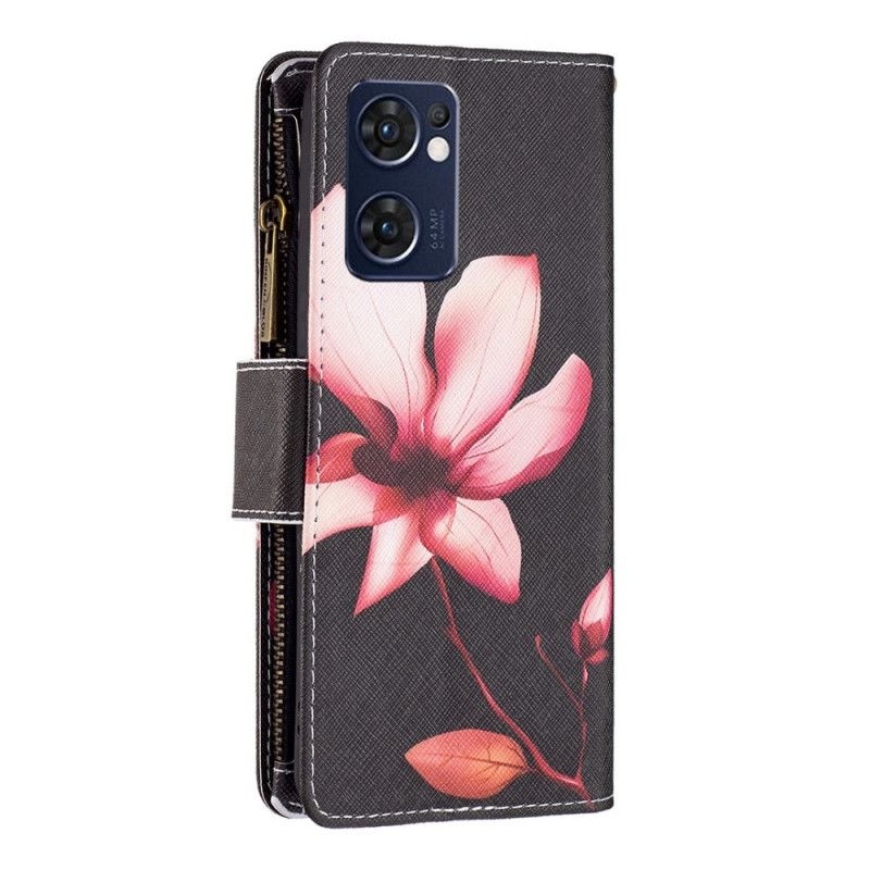 Flip Cover Oppo Find X5 Lite Blomsterlomme Med Lynlås