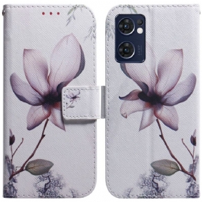 Flip Cover Oppo Find X5 Lite Gammel Rosenblomst