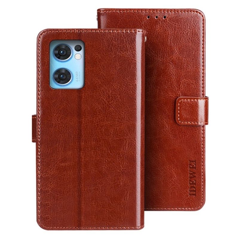 Flip Cover Oppo Find X5 Lite Vintage Imiteret Læder Idewei