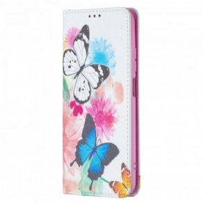 Cover Xiaomi Redmi Note 10 / 10S Flip Cover Farverige Sommerfugle