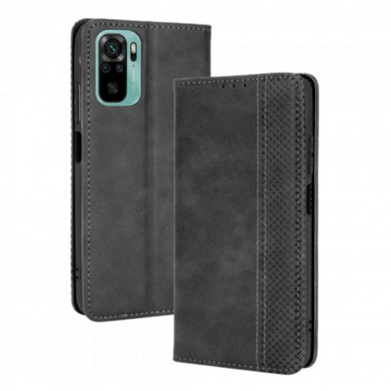 Cover Xiaomi Redmi Note 10 / 10S Flip Cover Vintage Stiliseret Lædereffekt