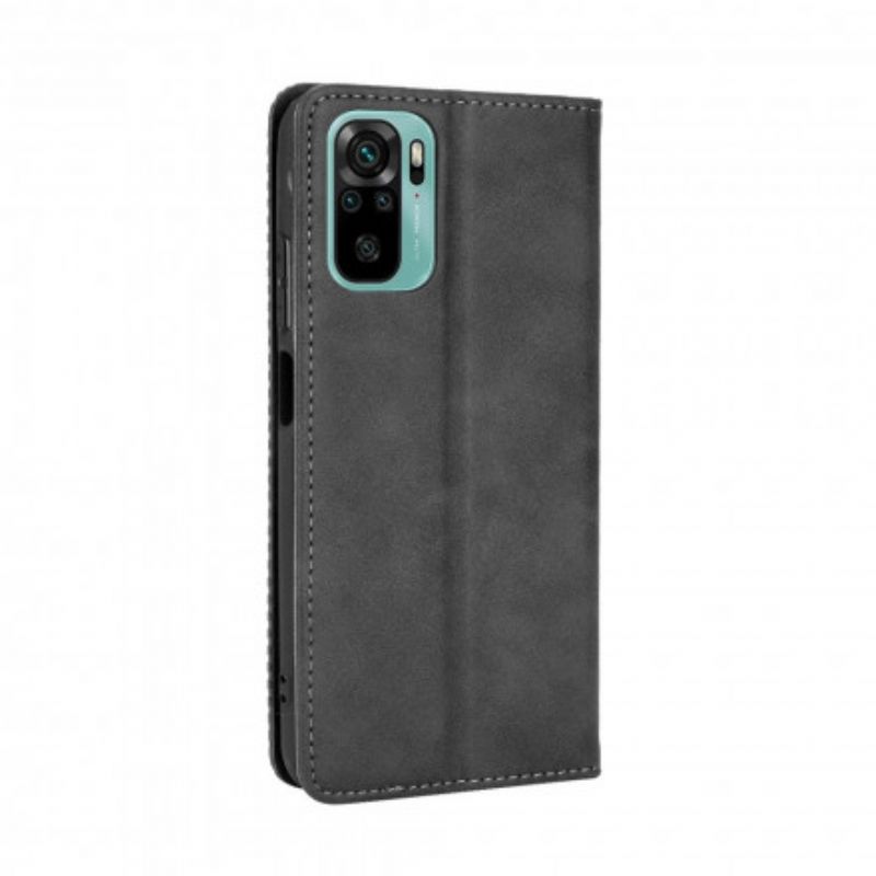 Cover Xiaomi Redmi Note 10 / 10S Flip Cover Vintage Stiliseret Lædereffekt