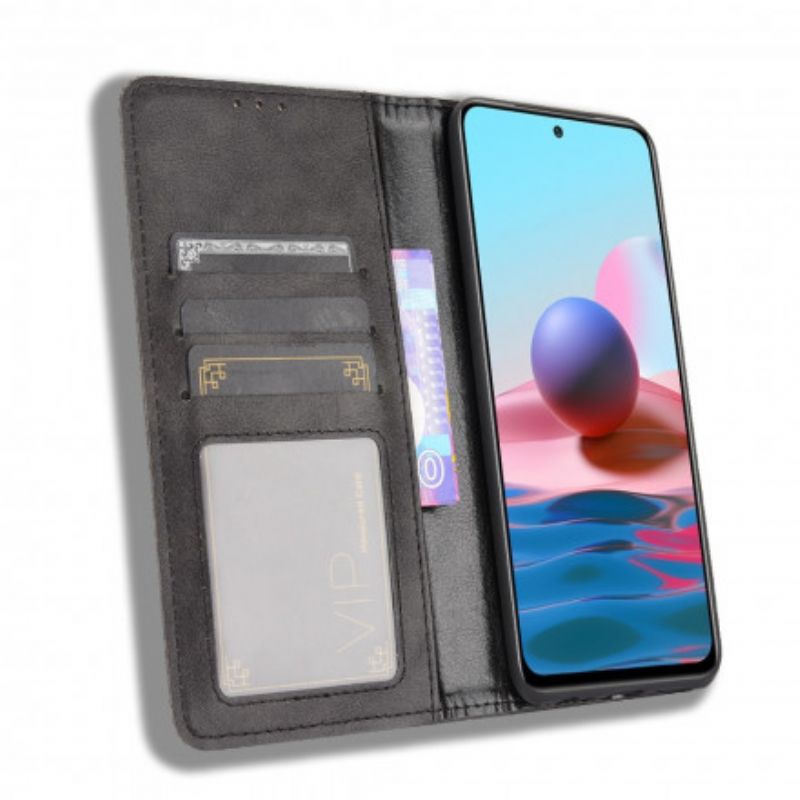 Cover Xiaomi Redmi Note 10 / 10S Flip Cover Vintage Stiliseret Lædereffekt