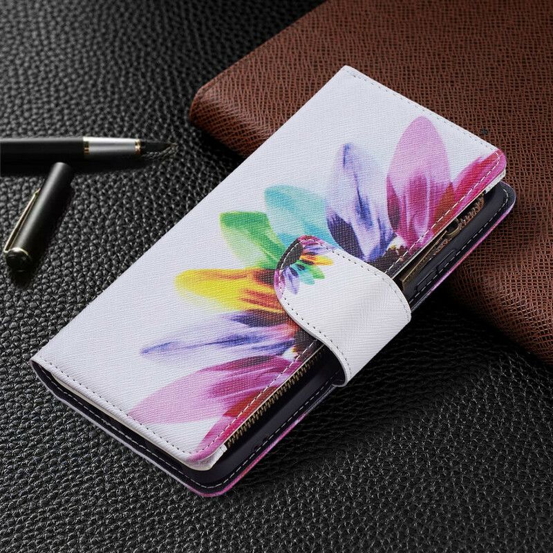 Flip Cover Xiaomi Redmi Note 10 / 10S 9 Blomsterlomme Med Lynlås