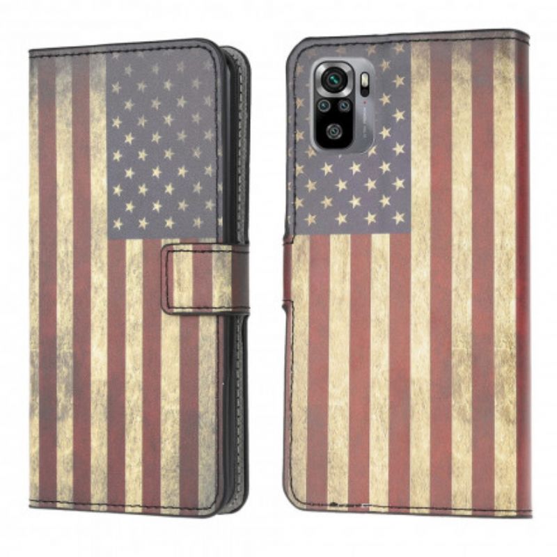 Flip Cover Xiaomi Redmi Note 10 / 10S Amerikansk Flag