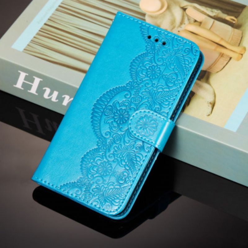 Flip Cover Xiaomi Redmi Note 10 / 10S Blomsterbroderitryk