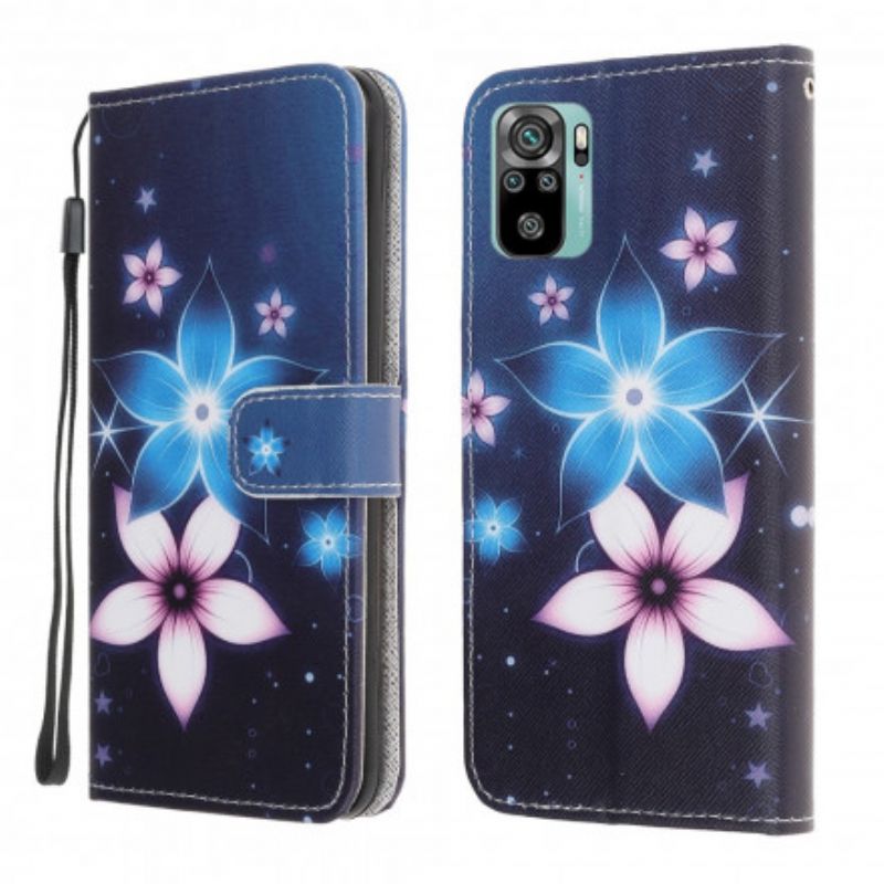 Flip Cover Xiaomi Redmi Note 10 / 10S Med Snor Lunar Strap Blomster