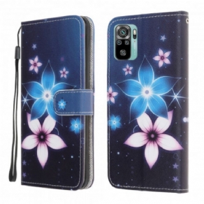 Flip Cover Xiaomi Redmi Note 10 / 10S Med Snor Lunar Strap Blomster