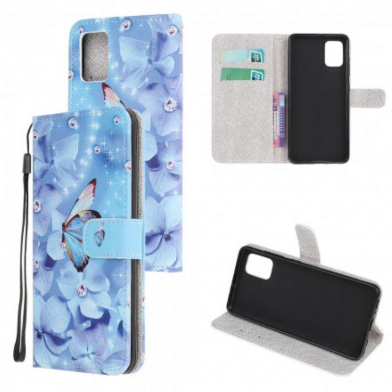 Flip Cover Xiaomi Redmi Note 10 / 10S Med Snor Sommerfugle Med Diamantrem