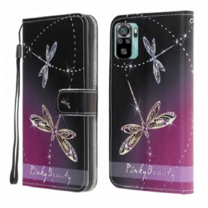 Flip Cover Xiaomi Redmi Note 10 / 10S Med Snor Thong Dragonflies