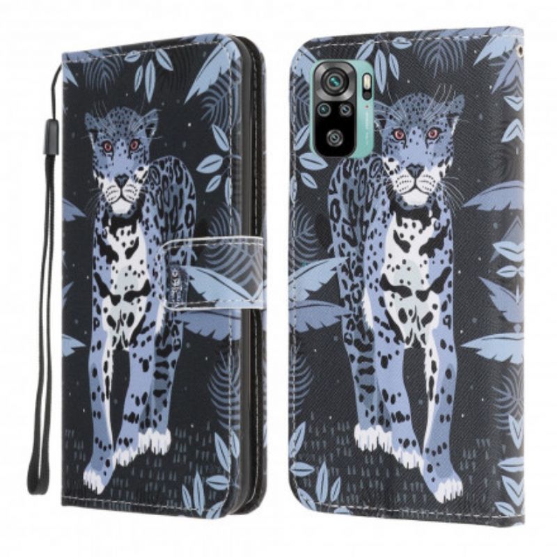 Flip Cover Xiaomi Redmi Note 10 / 10S Med Snor Thong Leopard