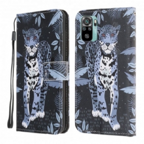 Flip Cover Xiaomi Redmi Note 10 / 10S Med Snor Thong Leopard