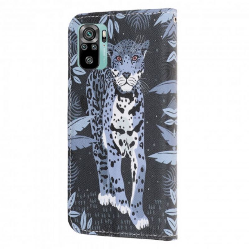 Flip Cover Xiaomi Redmi Note 10 / 10S Med Snor Thong Leopard