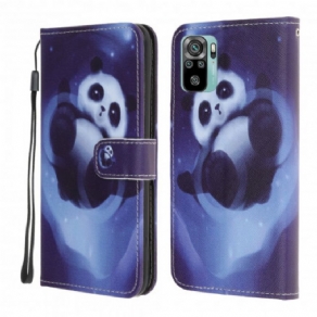 Flip Cover Xiaomi Redmi Note 10 / 10S Med Snor Thong Space Panda