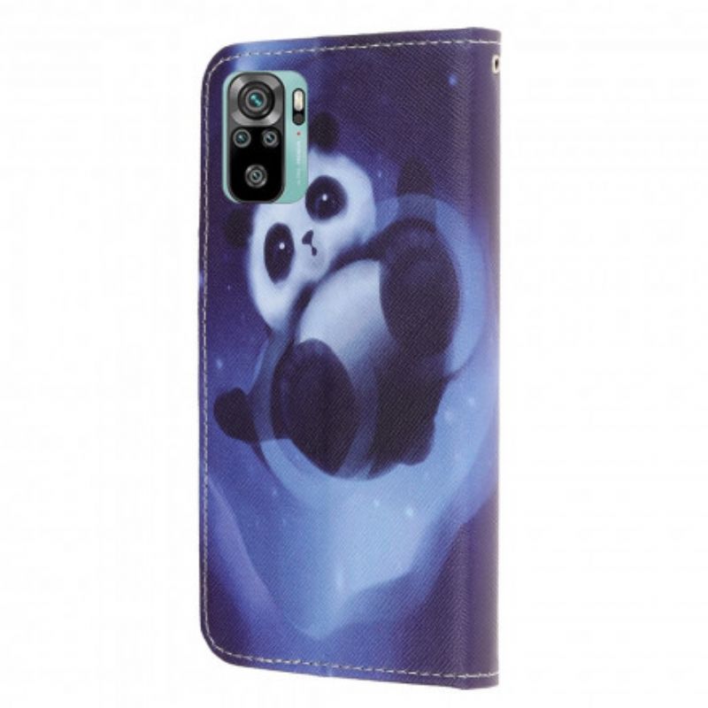 Flip Cover Xiaomi Redmi Note 10 / 10S Med Snor Thong Space Panda