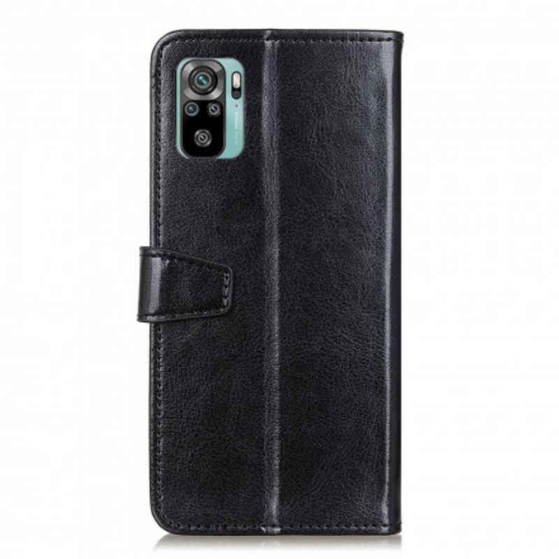 Flip Cover Xiaomi Redmi Note 10 / 10S Simpel Skinnende Lædereffekt