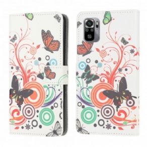 Flip Cover Xiaomi Redmi Note 10 / 10S Sommerfugle Og Blomster