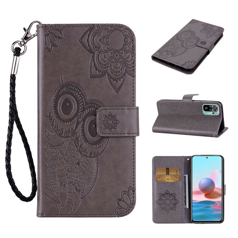 Flip Cover Xiaomi Redmi Note 10 / 10S Uglemandala Og Snor