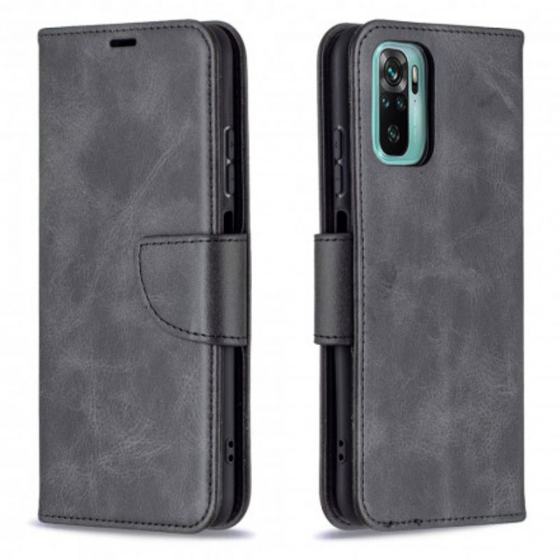 Læder Cover Xiaomi Redmi Note 10 / 10S Flip Cover Glat Skrå Klap