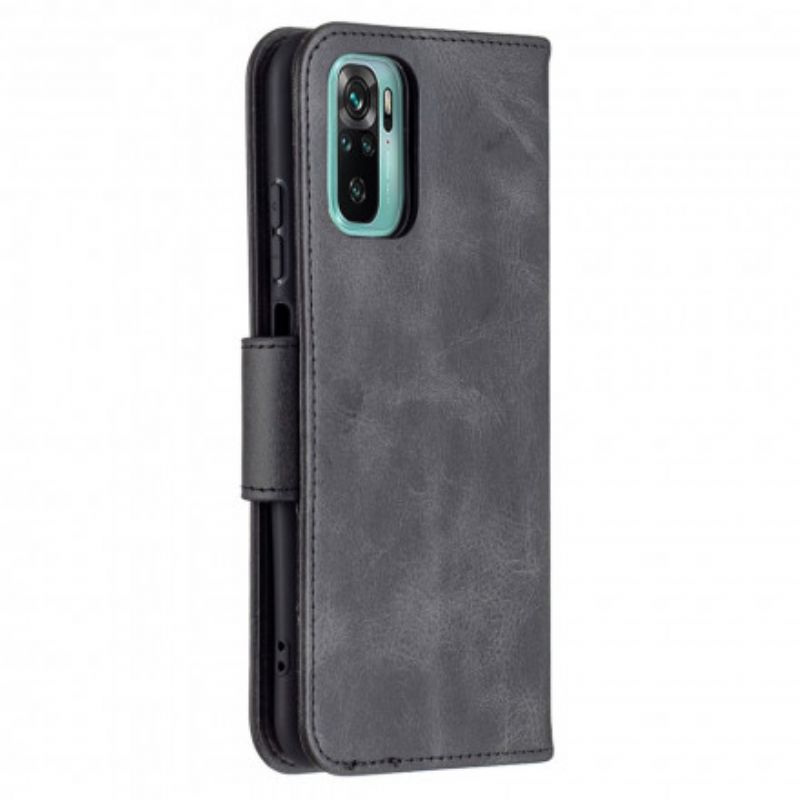 Læder Cover Xiaomi Redmi Note 10 / 10S Flip Cover Glat Skrå Klap