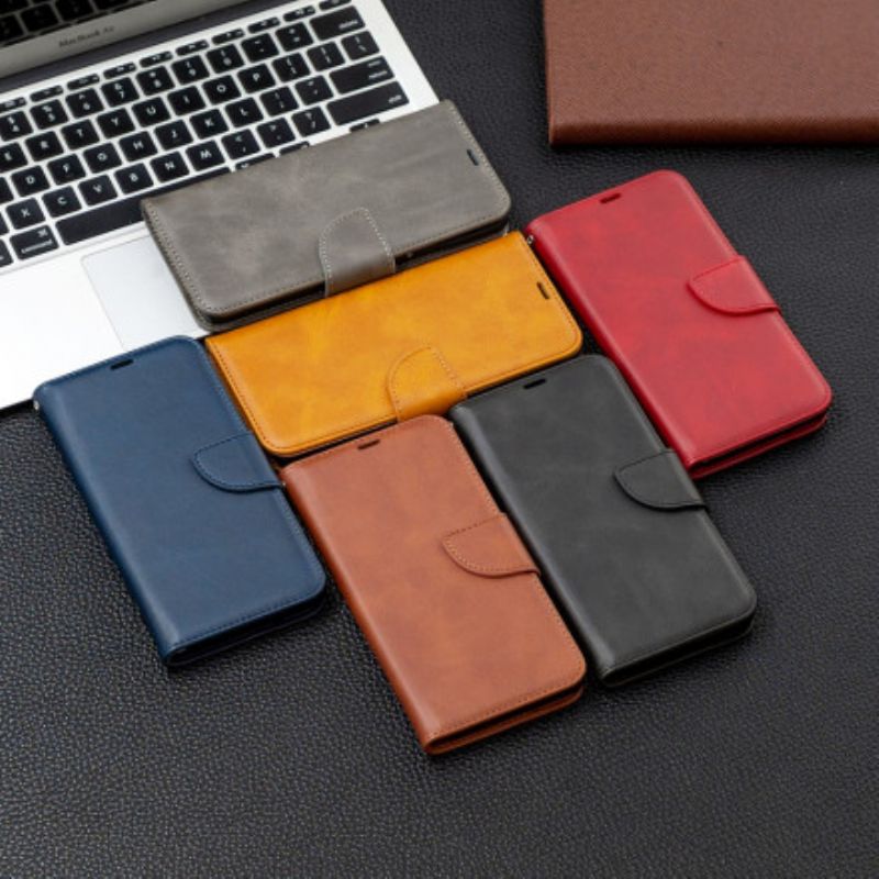 Læder Cover Xiaomi Redmi Note 10 / 10S Flip Cover Glat Skrå Klap