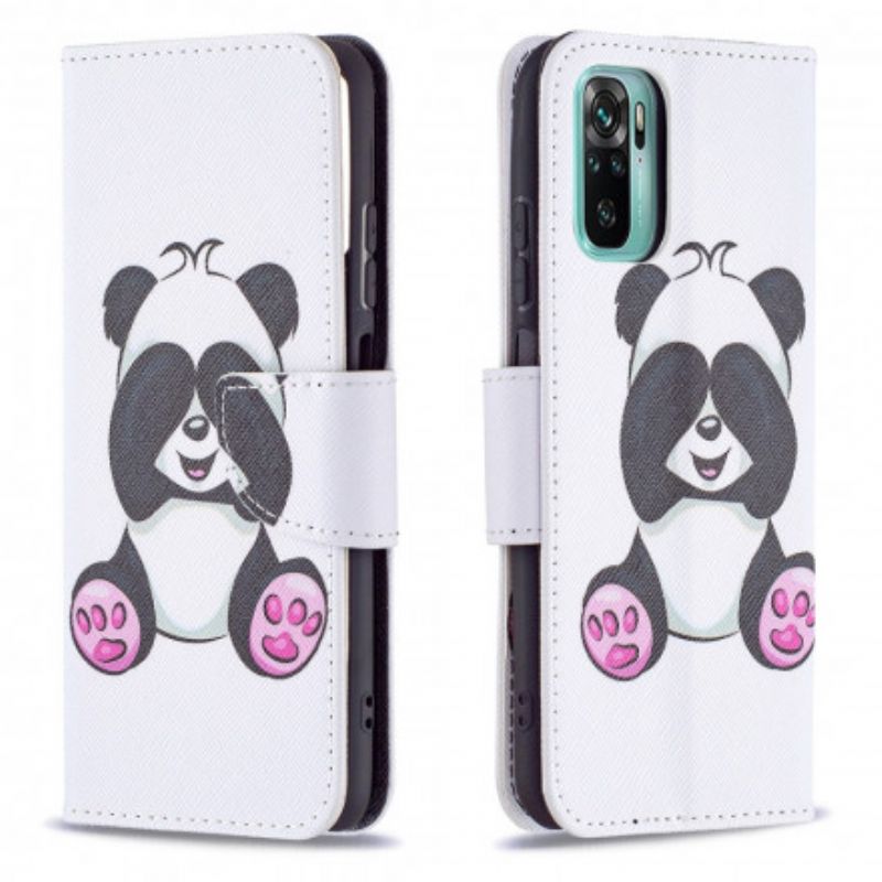 Læder Cover Xiaomi Redmi Note 10 / 10S Panda Sjov