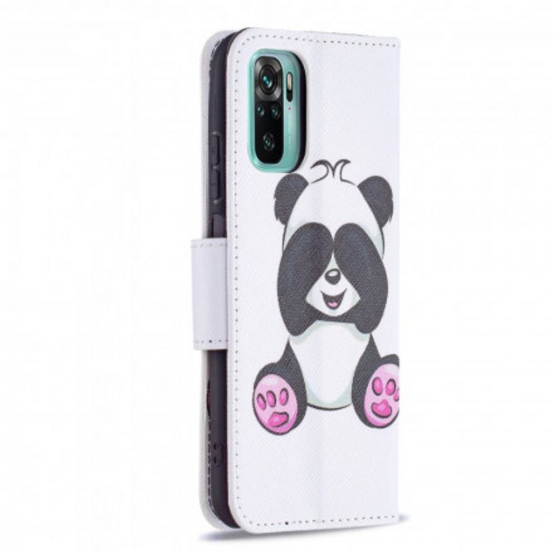 Læder Cover Xiaomi Redmi Note 10 / 10S Panda Sjov