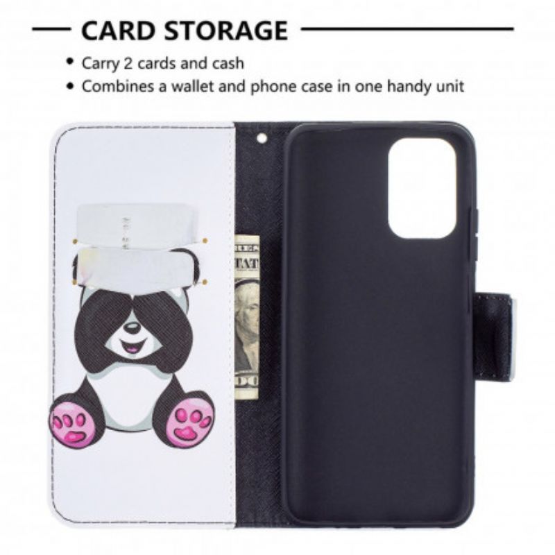 Læder Cover Xiaomi Redmi Note 10 / 10S Panda Sjov