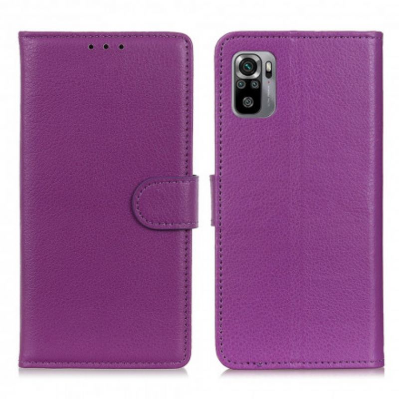 Læder Cover Xiaomi Redmi Note 10 / 10S Premium Litchi-lædereffekt