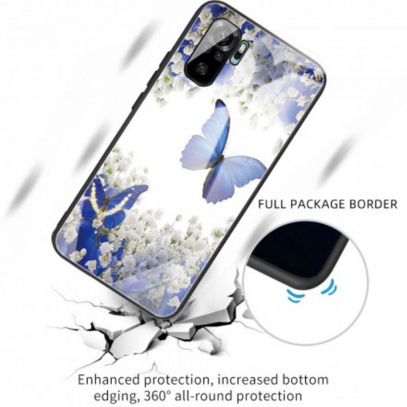 Mobilcover Xiaomi Redmi Note 10 / 10S Sommerfugledesign Af Hærdet Glas