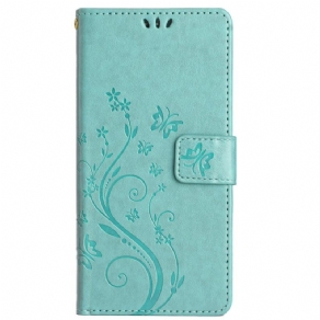 Flip Cover Motorola Edge 50 Ultra Sommerfugle Og Blomster